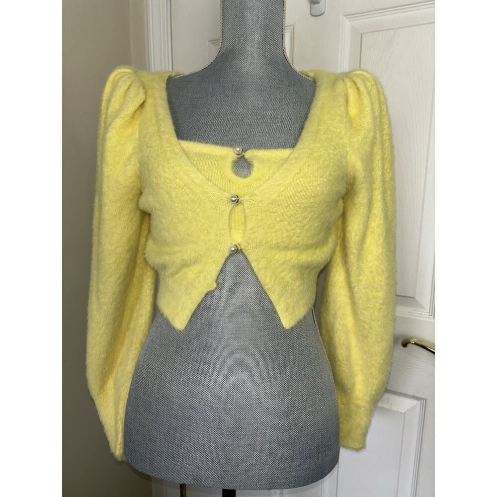 Camila Coelho Pearl Cardigan Set Butter Yellow ASO Pretty Little Liars S/M
